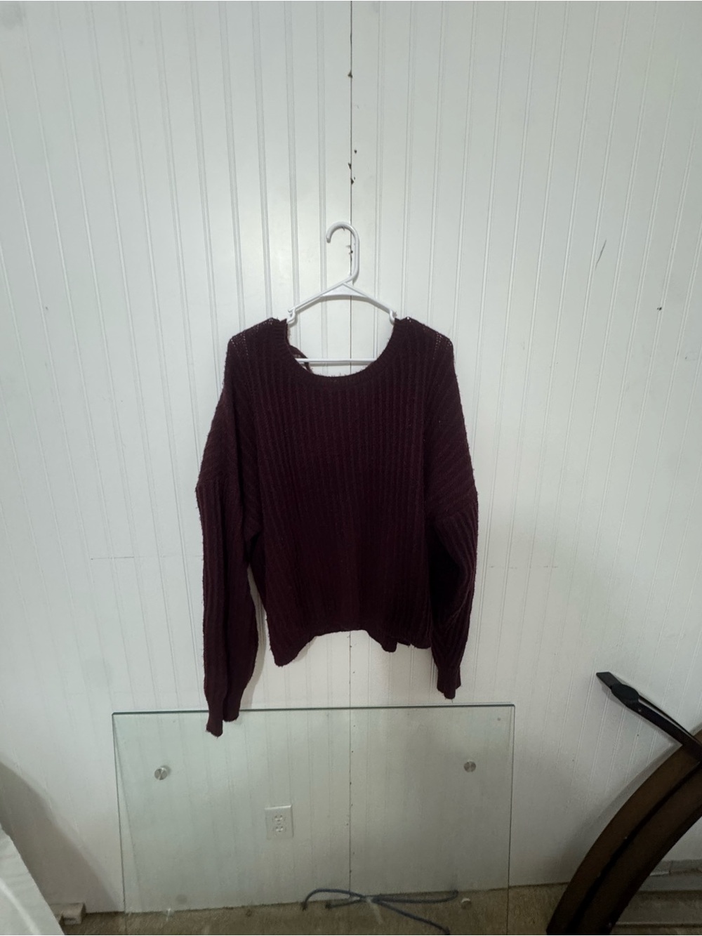 Women's Ribbed Crewneck Sweater - Deep Wine